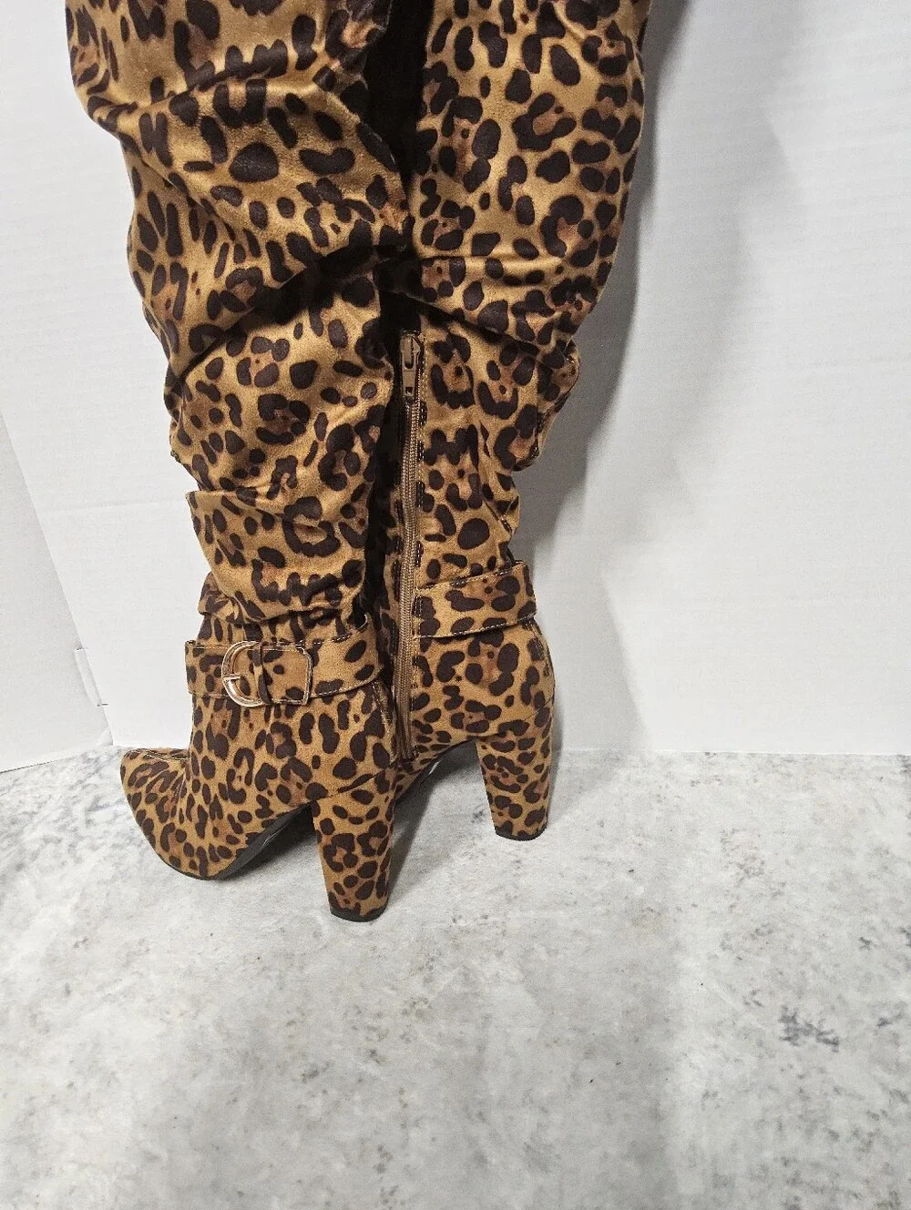 NWOT Size XWC 9 Leopard Print Over-the-Knee Slouch Boot - Animal Print